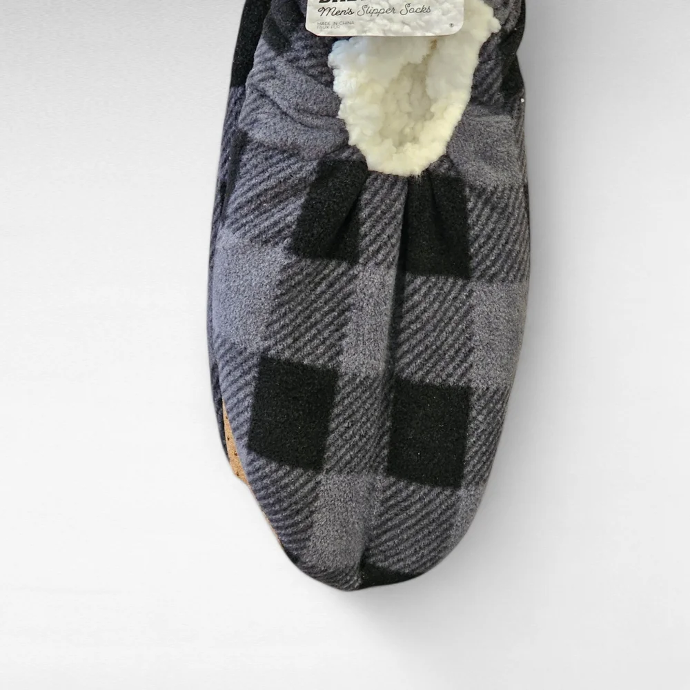 Fuzzy Babba Slipper Socks  Black Gray L/XL
